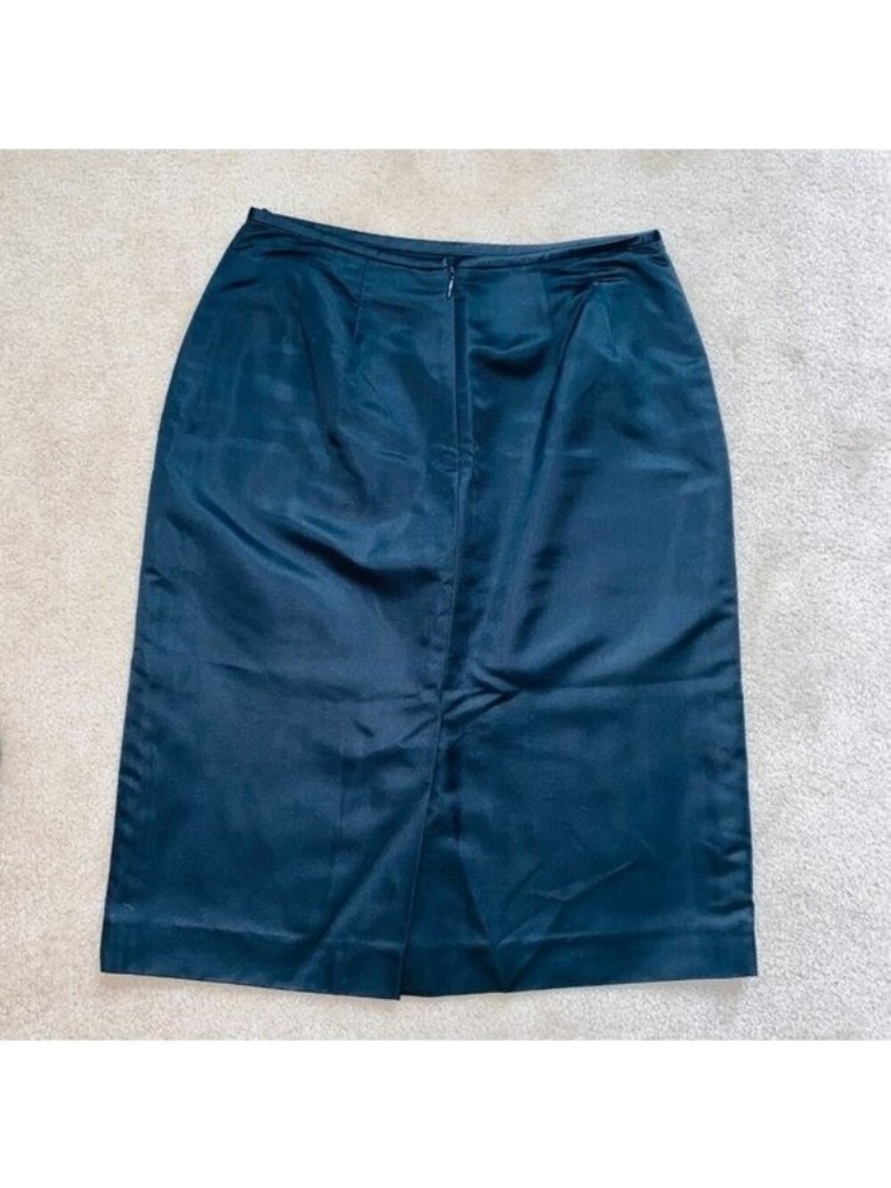 Albert Nipon Skirt Womens Black Pencil Satiny Silk Blend Dressy Career Petite 2